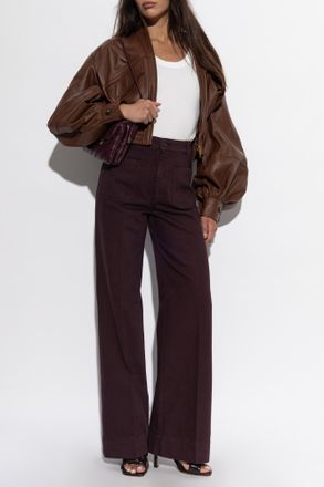 Victoria Beckham Flared Leg Jeans, Womens, Burgundy