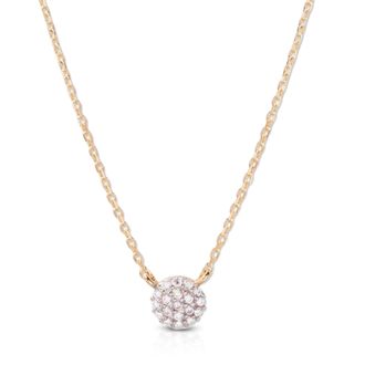 MAX + STONE 14K Yellow Gold 1MM Round Lab Grown Diamond Pave Necklace