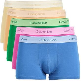 Calvin Klein Underwear Pride Cotton Low Rise Trunks 5-Pack Mens Underwear Mardi Gras Green/Relay Orange/Golden Haze/Palace Blue/Stunning O : 2XL