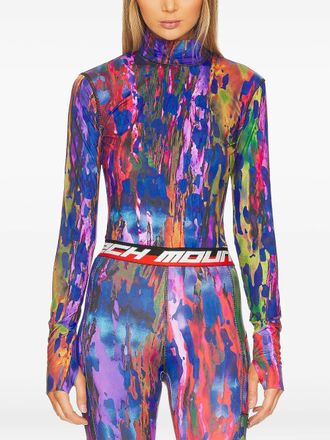 Aztech Mountain abstract-print mock-neck top - women - Polyester/Elastane - S - Pink