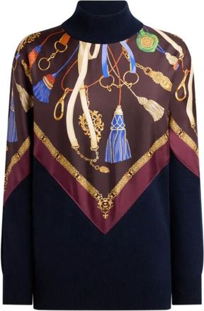 Etro Maglione a collo alto in lana - - Knitwear - Donna - Blu - S