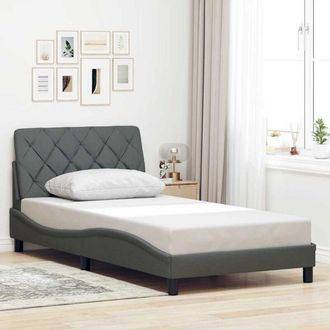 vidaXL Estructura De Cama Sin Colch&oacute;n Tela Gris Oscuro 90x200 Cm Vidaxl