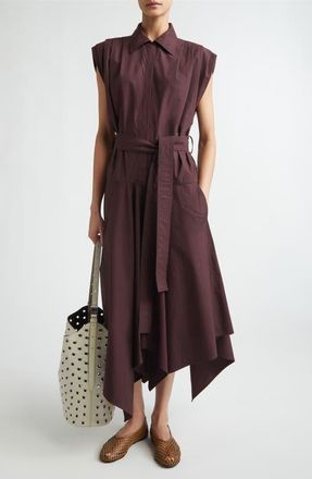 Proenza Schouler Adinna Pleated Cotton Shirtdress in Aubergine at Nordstrom, Size 10
