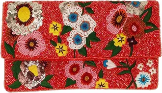 La Chic Designs Womens Floral Beaded Clutch In Orange