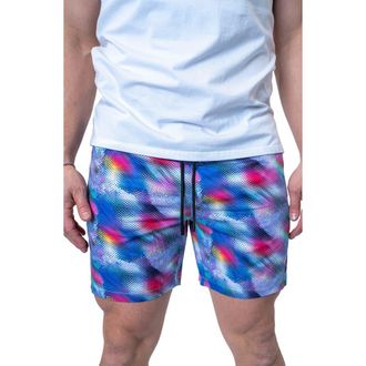Maceoo Swim Lion Haze Multi Swim Trunks in Blue Multi at Nordstrom, Size Xx-Large
