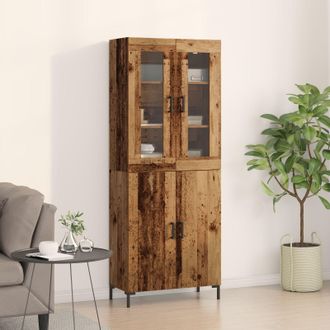 Berkfield Home Sideboard with Wall Cabinet Old Wood Engineered Wood in Brown