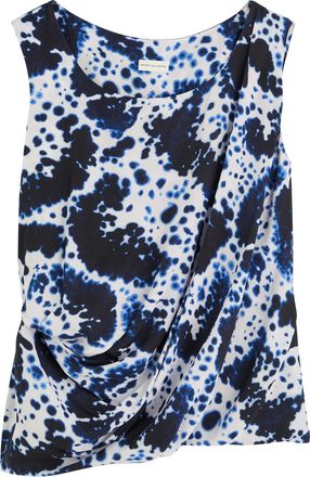 Dries Van Noten Cot Printed Matte Satin top - Navy - 40 (UK12 / M)