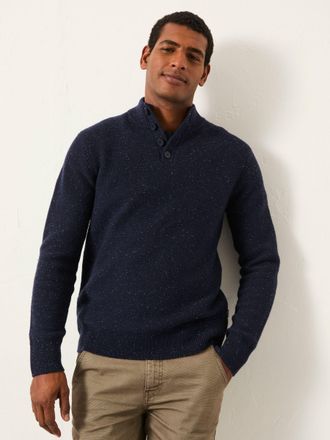 Fat Face FatFace Sennen Navy Knitted Half Neck Jumper