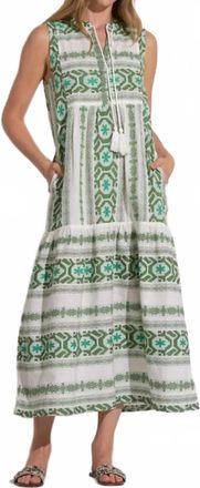 Elan Printed Maxi Dress In Green & White