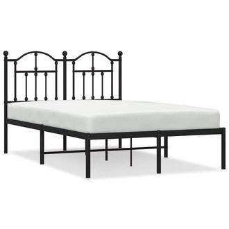 Berkfield Home Metal Bed Frame with Headboard Black 120x200 cm | Size: Small Double