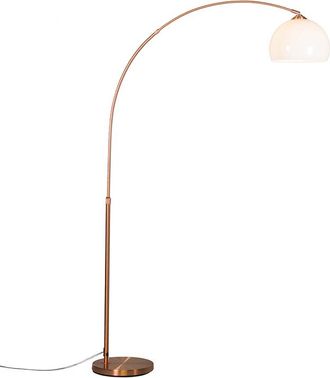 QAZQA Moderno L&aacute;mpara De Arco Moderna Cobre Con Pantalla Blanca - Arc Basic Pl&aacute;stico /acero Redonda /alargada Adecuado Para Led Max. 1 X 20 Watt - Qazqa