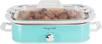 MegaChef 3.5 Quart Casserole Slow Cooker with 3 Temperature Settings in Turquoise