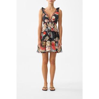 Camilla Tiered Short Dress With Shoulder Ties in Daughters Of Duende at Nordstrom, Size Xx-Small Au