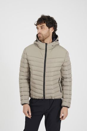 Brave Soul Mens Taupe Padded Hooded Jacket - Size X-Large