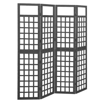 vidaXL Vidaxl - Biombo/enrejado De 4 Paneles Madera De Abeto Negro 161x180 Cm