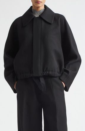 Victoria Beckham Arden Virgin Wool Bomber Jacket in Black at Nordstrom, Size 10