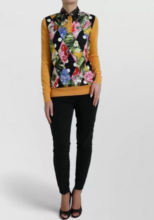 Dolce & Gabbana cashmere silk fine-knit patchwork henley sweater