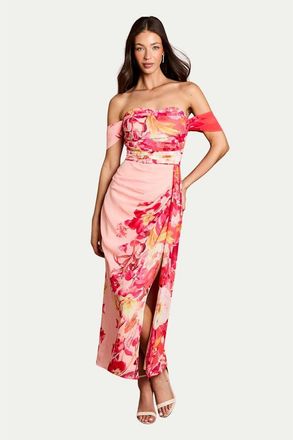 Coast Floral Print Drape Chiffon Dress in Coral at Nordstrom, Size 10