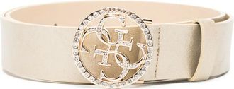 Guess Co logo-buckle belt - women - Polyester/Polyester/Viscose/Polyurethane - M - Gold