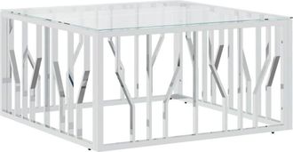 vidaXL Vidaxl - Mesa De Centro Acero Inoxidable Y Vidrio 80x80x40 Cm