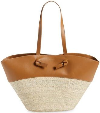 Altuzarra Large Knot Straw & Leather Tote in Canyon at Nordstrom