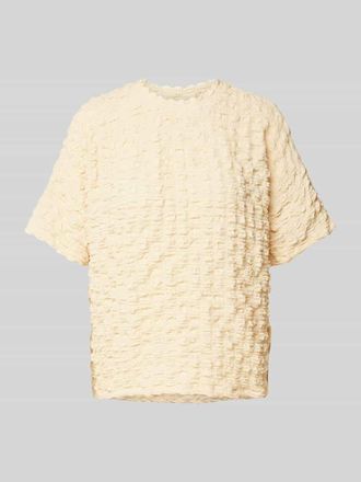 Jake*s T-Shirt mit Strukturmuster in Hellgelb, Gr&ouml;&szlig;e 40