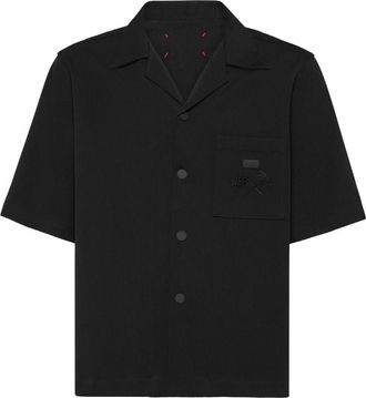 Philipp Plein Bowling Shirt SS Racing Club - Heren - Korte mouwen Overhemden - Zwart - S - Katoen - Overhemden