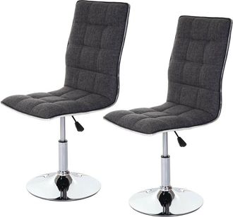 Hhg Hhg - Nunca Usado] Juego De 2 Sillas De Comedor 616, Silla De Cocina, Giratoria Regulable En Altura, Tela/textil Mvg, Gris