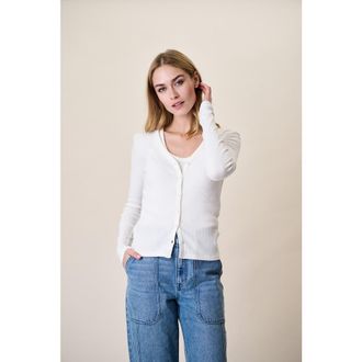 Marea Pointelle Cardigan in White at Nordstrom, Size X-Small