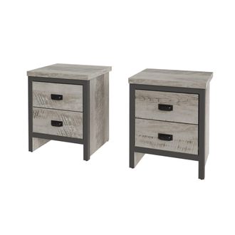 GFW Boston 2 Drawer Bedside Table Pair in Grey