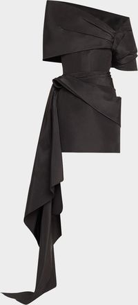 Oscar De La Renta Draped Mini Cocktail Dress With Draped Stole