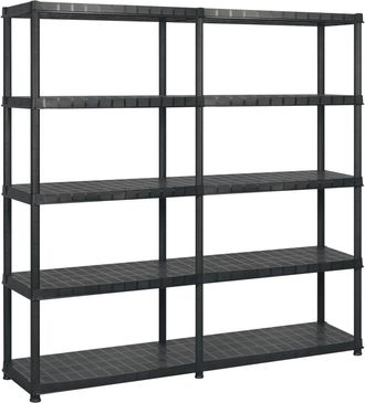 vidaXL Estanter&iacute;as Almacenaje 5 Niveles Pl&aacute;stico Negro 183x45,7x185cm Vidaxl