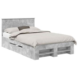 vidaXL Estructura De Cama Con Cabecera Gris Concreto 137 X 203 Cm Vidaxl
