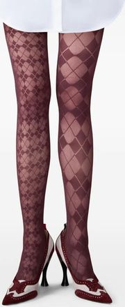 Thom Browne Collant Funmix a rombi semi trasparenti - Rosso