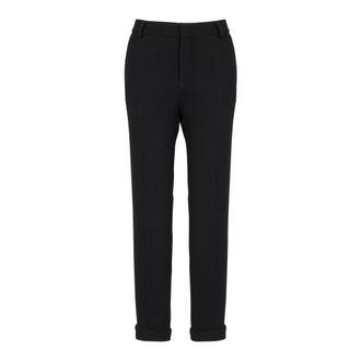 Balmain Cuffed Wool Crepe Trousers - female - Balmain - Slim-fit Trousers - Black - S - Trousers
