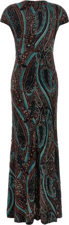 Etro Paisley Devour&eacute; Velvet Dress - Multicolor