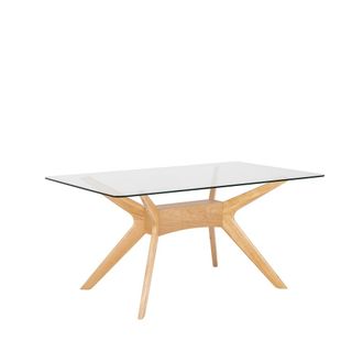 Koketto Home Mesa de comedor 140 con tablero de vidrio y patas de roble