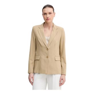 Benetton Jassen, Dames, Beige, XL, Polyester, Enkelrijige blazer