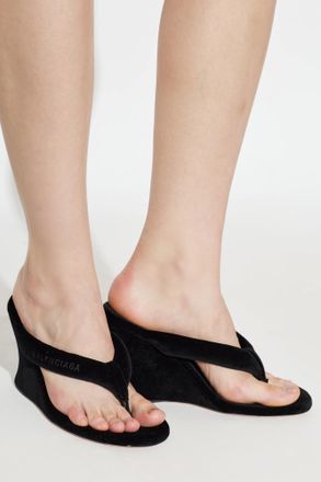 Balenciaga Gaeta Wedge Sandals, Womens, Black
