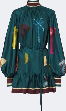 Alemais Al&eacute;mais Rosette printed silk twill minidress