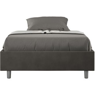 ITYhome Letto Singolo rivestito in Microfibra - azelia - Dimensione Rete: 100x190 - Tipologia Letto: Senza Rete - Colore: Grigio