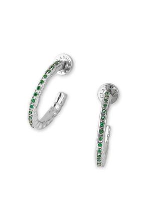 Classicharms Stella Molten Color Cubic Zirconia Hoop Earrings in Silver/green at Nordstrom