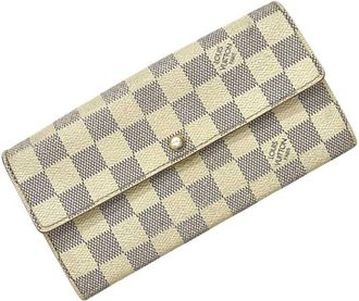 Louis Vuitton Beige Damier Azur Gray White Damier Azur Long Wallet (Bi-Fold) (Pre-Owned)