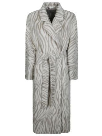Tagliatore Charlize Animal-Inspired Belted Long Coat