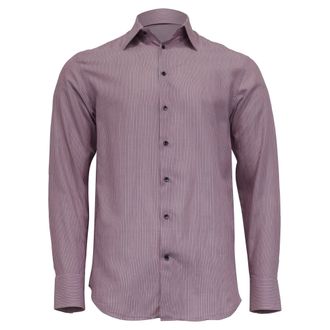 Armani Collezioni Striped Button Down Shirt in Purple Cotton