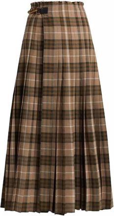Burberry Womens Check Wool Blend Maxi Kilt, Size X-Small