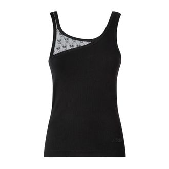 Pinko Sleeveless Tops, female, Black, Size: XS Cupboard Canotta Costina