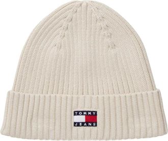 Tommy Hilfiger Rib-Knit Beanie - unisex - Hoeden - Beige - ONE Size - Katoen - Accessoires