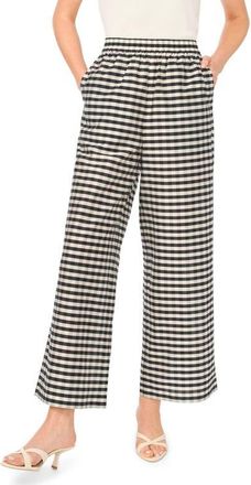 Ted Baker Delia Check Print Wide Leg Pants in Rich Black at Nordstrom, Size X-Small