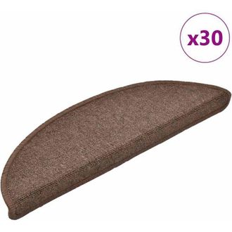 vidaXL Felpudos Para Escaleras (30 Unidades, 56 X 17 X 3 Cm, Color Marr&oacute;n Caf&eacute;, Semicirculares) Vidaxl